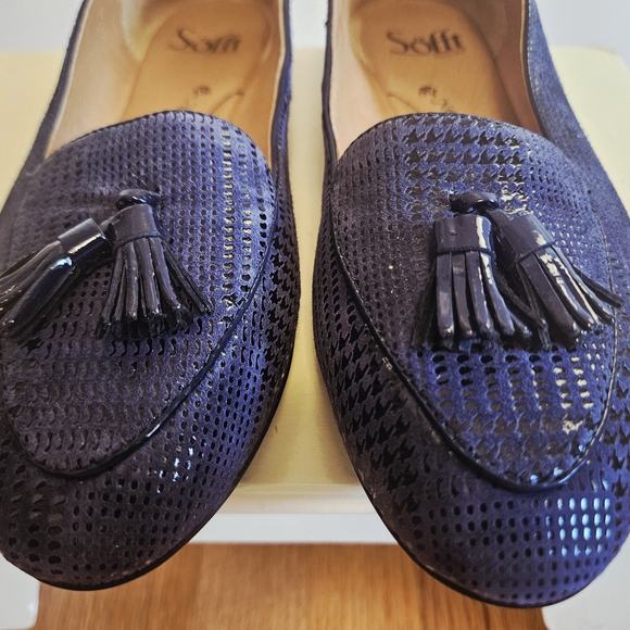 Sofft Bryce Navy Houndstooth Tassel Loafers - Picture 2 of 3